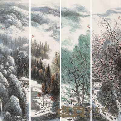 陈炜 春夏秋冬 四屏 133×33cm×4
